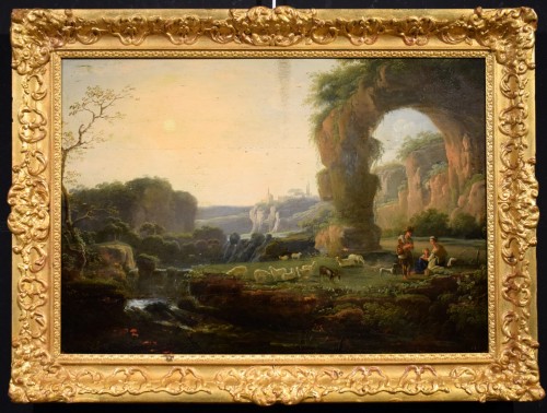 Paysage de la campagne romaine - école flamande italienne du XVIIIe siècle - Tableaux et dessins Style Louis XIV